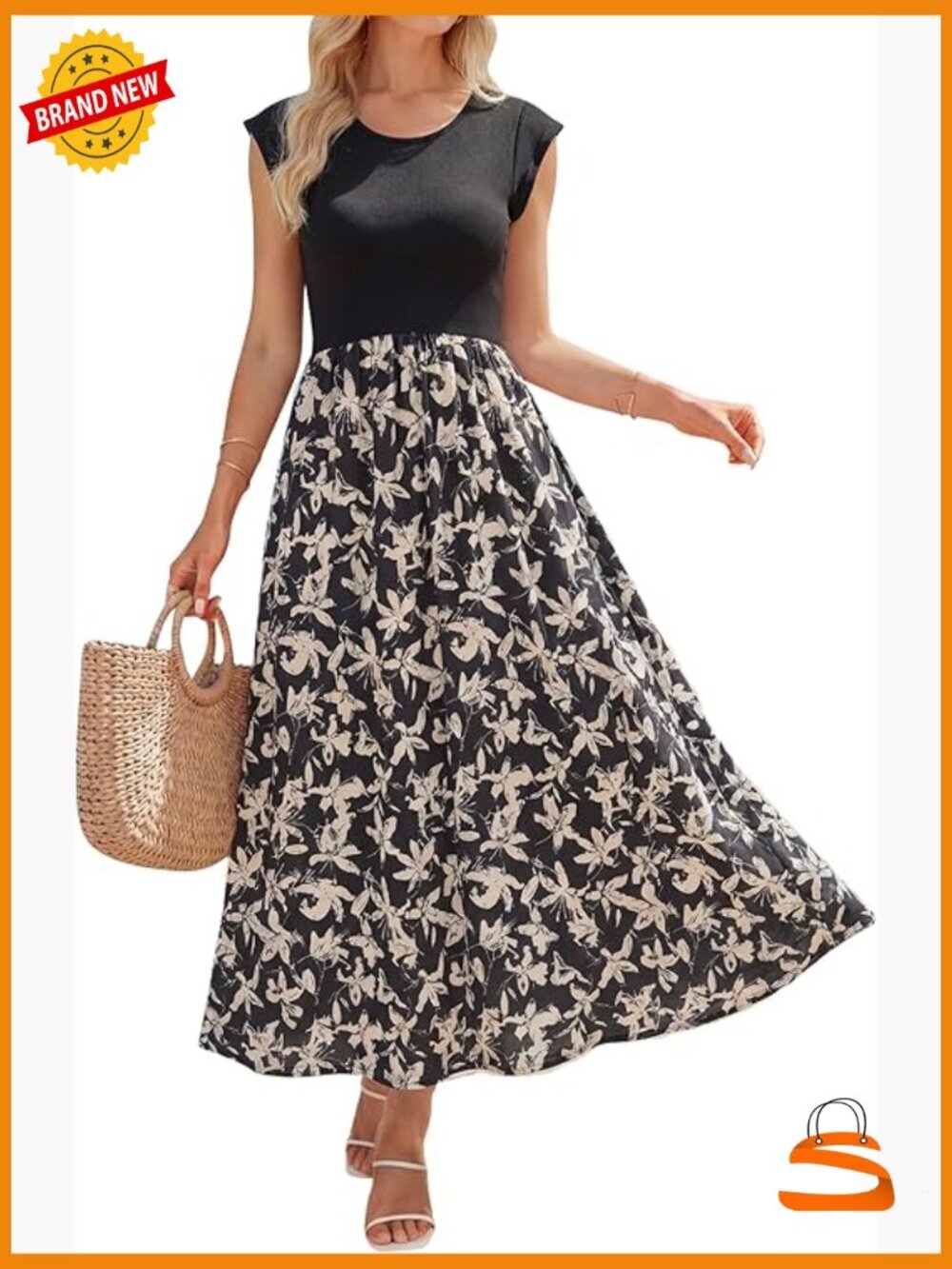 Maternity Dress Summer Ruffle Sleeve Casual Flowy Maxi with Pockets